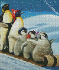 Penguins Skating Diamond Painting