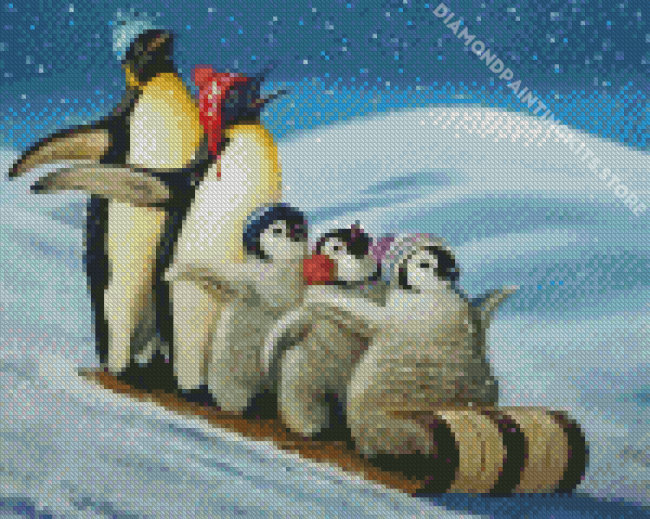 Penguins Skating Diamond Painting