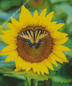 Yellow Sunflower Butterfly Diamond Painting