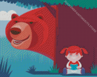 Illustration Little Girl With The Bear 5D Diamond Painting