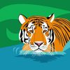 Illustration Tiger In Water 5D Diamond Painting