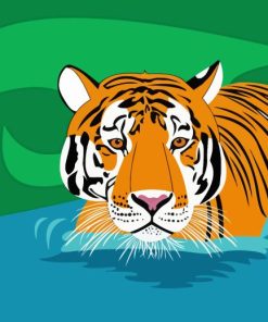 Illustration Tiger In Water 5D Diamond Painting