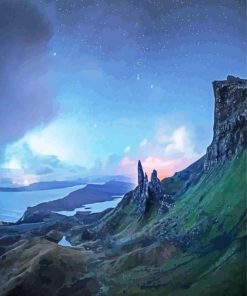 Old Man Of Storr Hill Starry Night 5D Diamond Painting