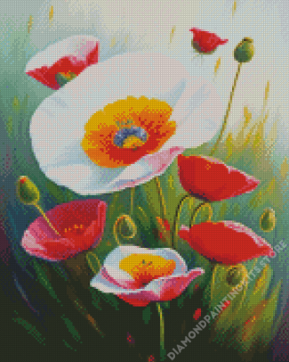 Aesthhetic Poppies Flowers 5D Diamond Painting