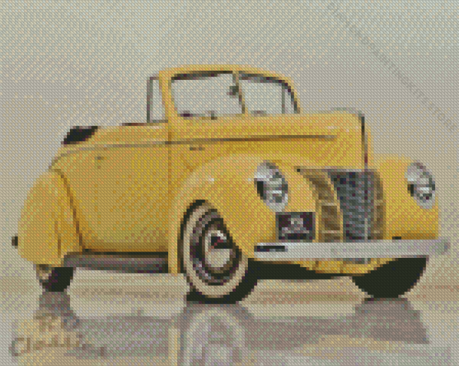1940 Yellow Ford Car Diamond Painting