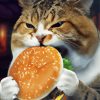 Fat Cat Eating Burger Diamond Painting