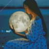 Lonely Girl And Moon Diamond Painting