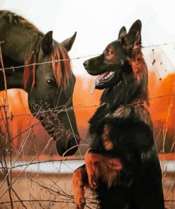 Shepherd Dog and Horse Diamond Painting