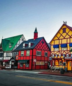 Solvang Colorful Buildings Diamond Painting