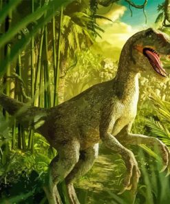 Velociraptor Dinosaur in Jungle Diamond Painting