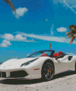 White Ferrari Diamond Painting