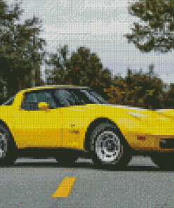 Yellow Car 1979 Corvette Diamond Painting