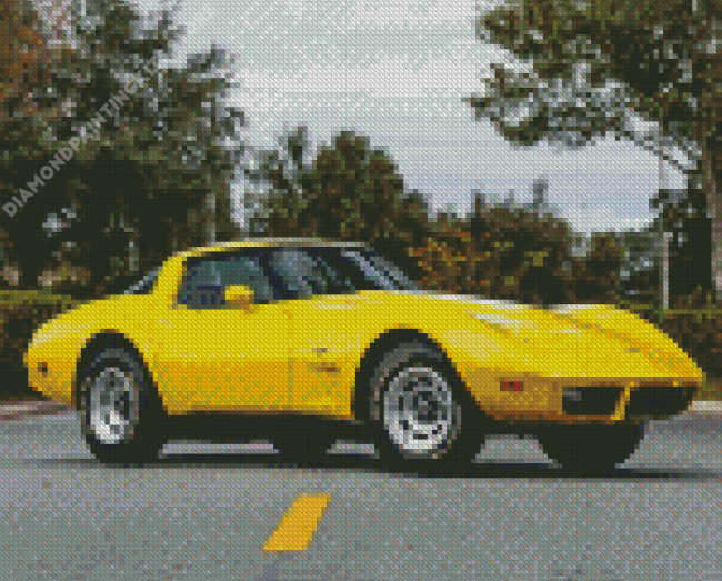 Yellow Car 1979 Corvette Diamond Painting
