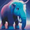 Blue Pink Woolly Mammoth Diamond Painting