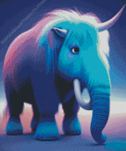 Blue Pink Woolly Mammoth Diamond Painting