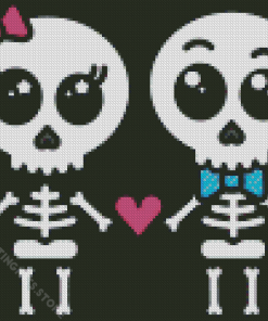 Cute Skeleton Couple Art Diamond Painting