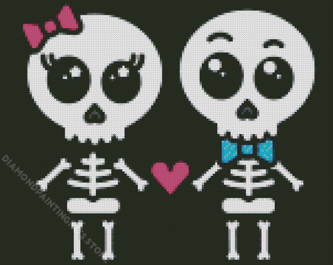 Cute Skeleton Couple Art Diamond Painting