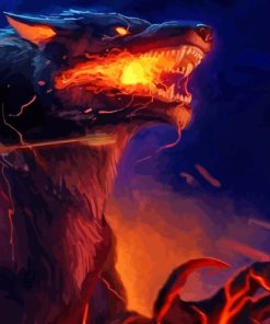Fantasy Fire Wolf Monster Diamond Painting