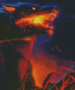 Fantasy Fire Wolf Monster Diamond Painting