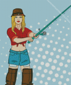 Fishing Girl Pop Art Diamond Painting