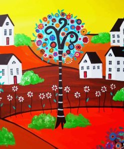 Folk Art Town Diamond Painting