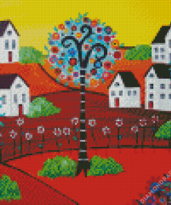 Folk Art Town Diamond Painting