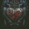 Gothic Heart and Ravens Diamond Painting
