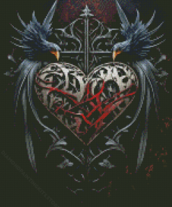 Gothic Heart and Ravens Diamond Painting