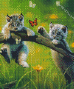 Kittens with Butterflies Diamond Painting