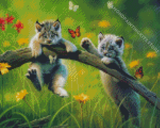 Kittens with Butterflies Diamond Painting