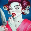 Knife Mirror Woman Diamond Painting