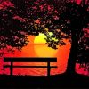 Sunset with a Bench Diamond Painting