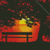 Sunset with a Bench Diamond Painting