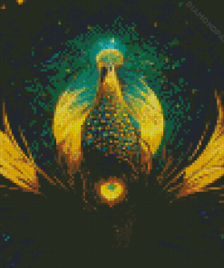 Abstract Golden Peacock Diamond Painting