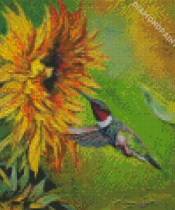 Sunflowers with Hummingbird Diamond Painting
