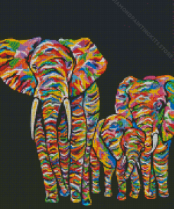 Colorful Elephants Diamond Painting