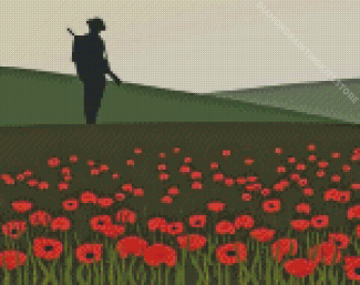 Soldier And Poppies Diamond Painting