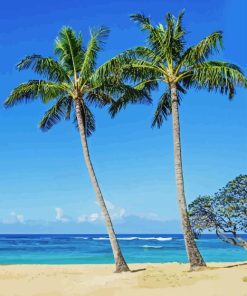 Coconut tree on beach Diamond Dotz