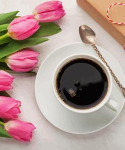 Coffee cup and flowers Diamond Dotz