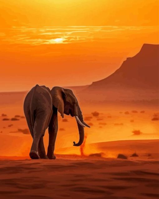 Desert elephant at sunset Diamond By Numbers