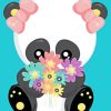 panda with flowers Diamond By Numbers