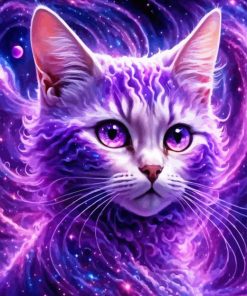 Galaxy Purple Cat 5D Diamond Painting