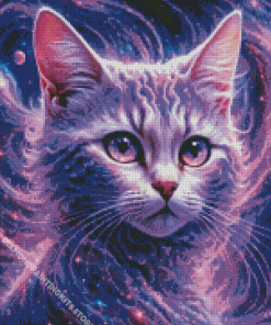 Galaxy Purple Cat 5D Diamond Painting