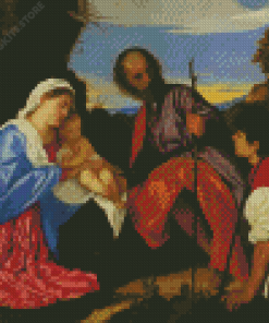 The Holy Family with a Shepherd by tiziano Diamond Paintings