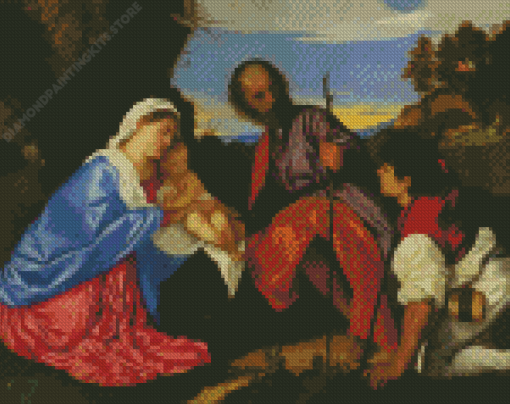 The Holy Family with a Shepherd by tiziano Diamond Paintings