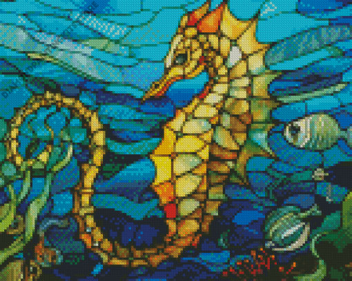 Stained Glass Seahorse 5D Diamond Painting