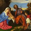 The Holy Family with a Shepherd by tiziano Diamond Paintings