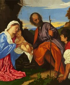 The Holy Family with a Shepherd by tiziano Diamond Paintings