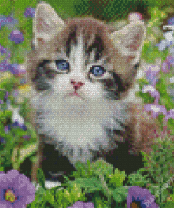 Cute Kitten in Garden 5D Diamond Painting