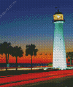 Biloxi Lighthouse At Sunset 5D Diamond Painting